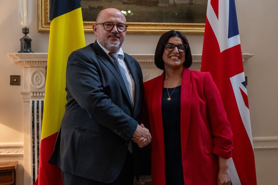 Belgian Interior Minister Bernard Quintin and Home Secretary Shabana Mahmood
