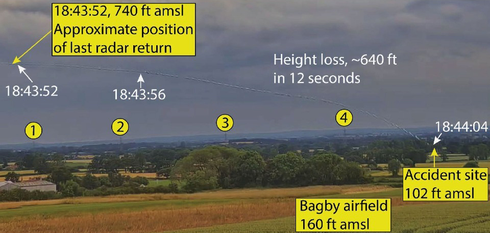 Composite CCTV image of G-BKJW descent into terrain