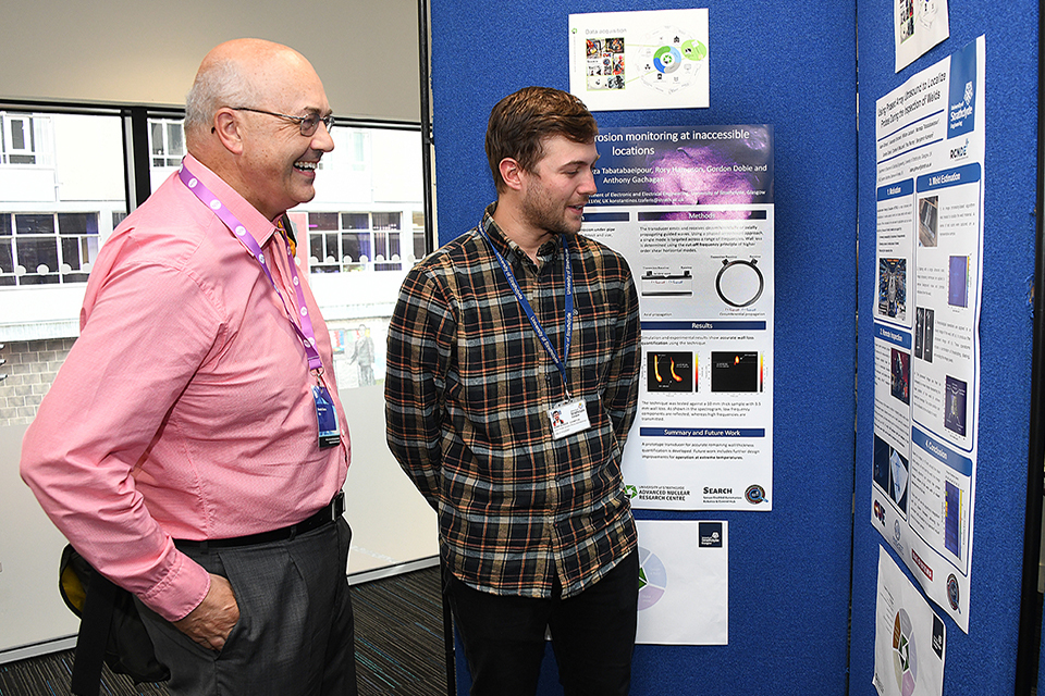 Professor Francis Livens, NDA, and a student at the NDA stakeholder roadshow