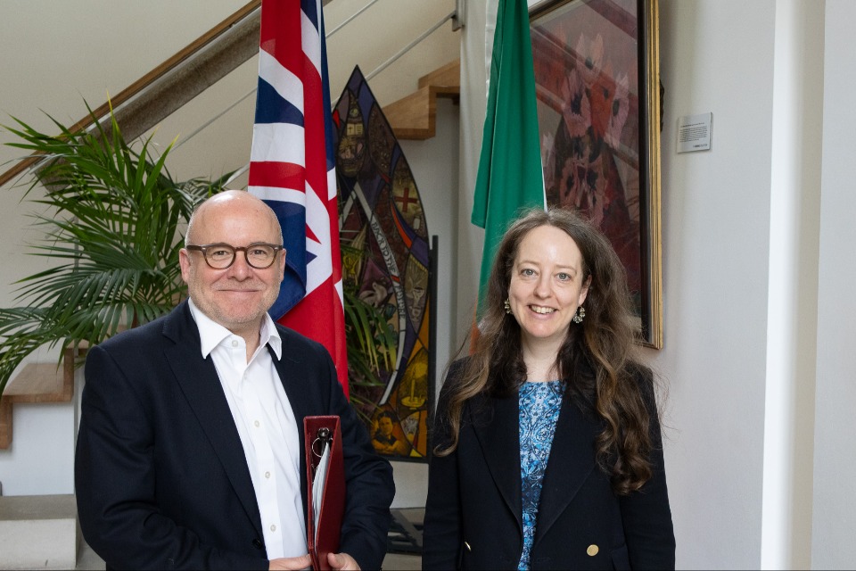Attorney General Lord Hermer KC and Deputy Head of Mission, Dublin, Elin Burns