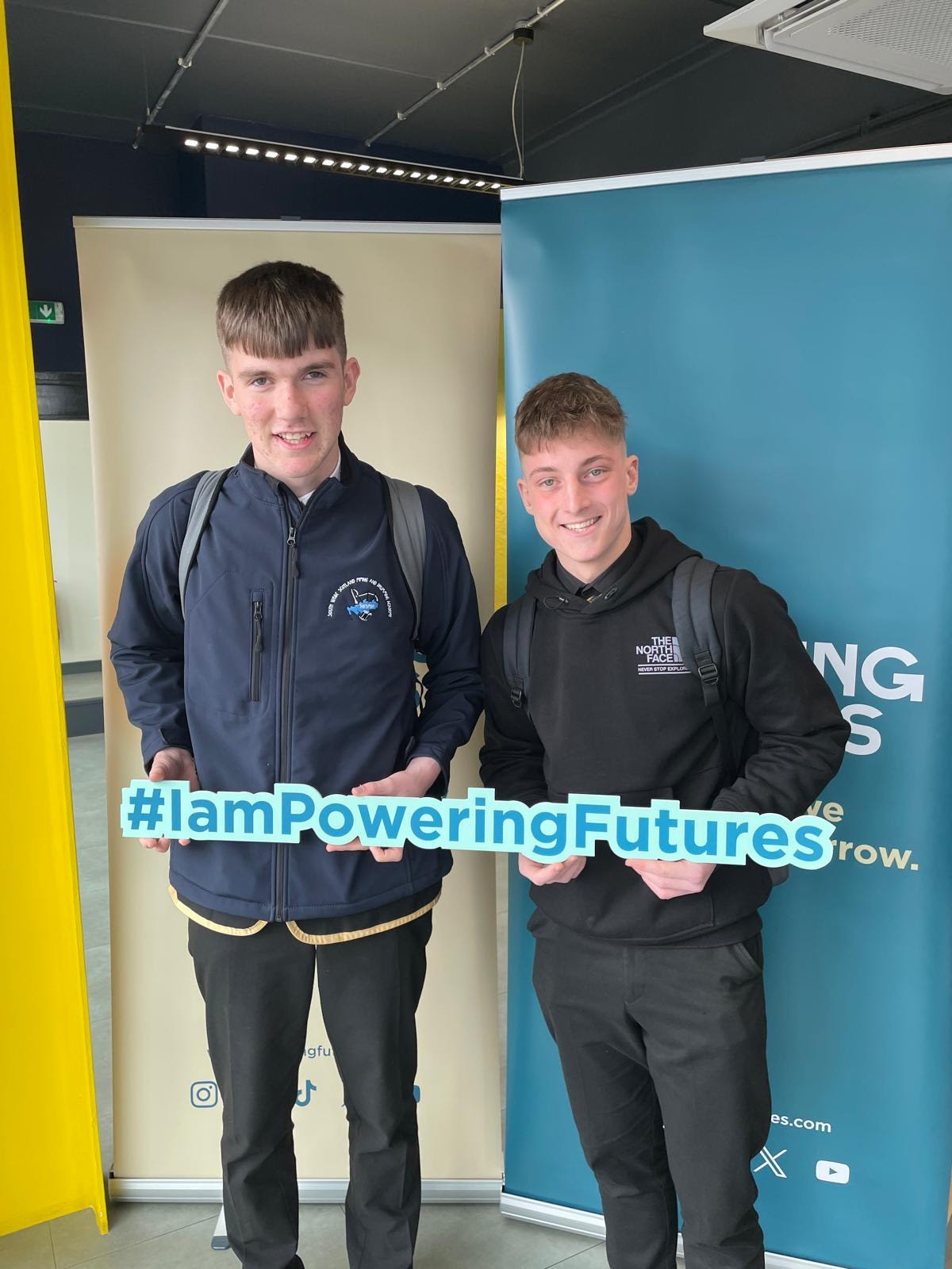Students from Annan Academy who presented their Powering Futures challenge findings in front of business judges at Eco Group’s headquarters at Annan, Dumfries and Galloway