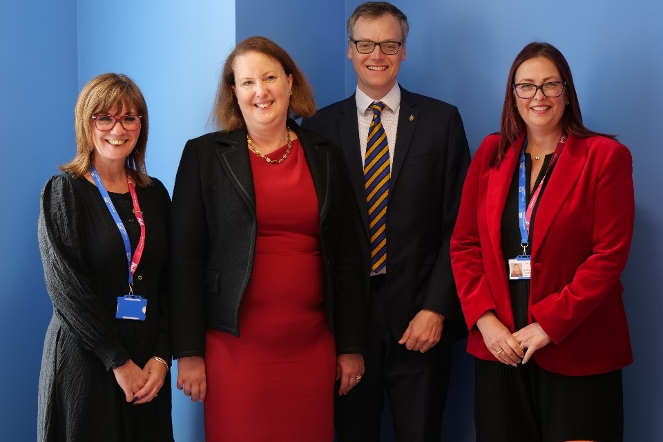 Lisa Waters, Head of Operational and Strategic Performance, St. Mary’s Sexual Assault Referral Centre, Attorney General Victoria Prentis KC MP, Solicitor General Michael Tomlinson KC MP and Dr. Michelle Carroll, Joint Clinical Director of St. Mary’s Sexual Assault Referral Centre.