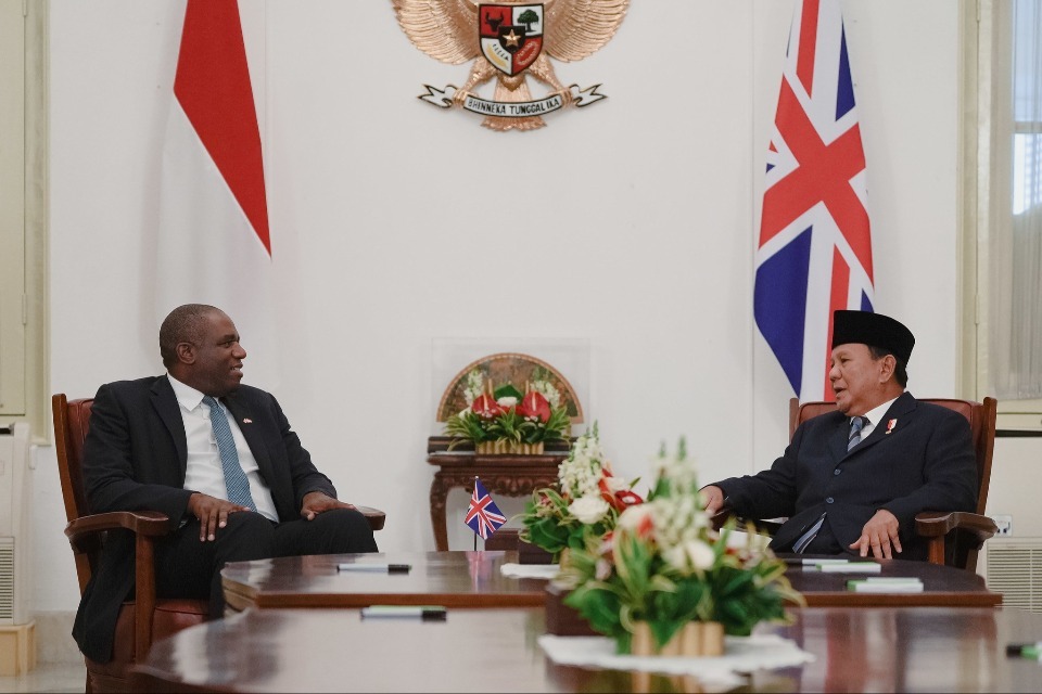 Foreign Secretary David Lammy meets with President of Indonesia, Prabowo Subianto on his visit to Indonesia. Picture by Ben Dance / FCDO