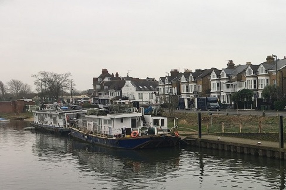 Alistair Trotman's two houseboats moored illegally on the River Thames for which he was fined £800, losing a subsequent appeal against his conviction