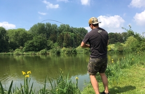 Angler fly fishing