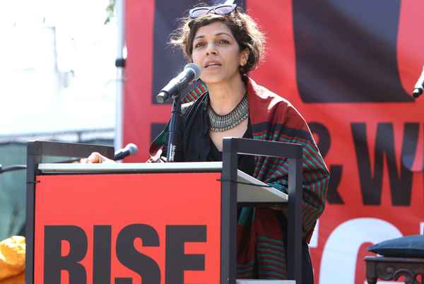 Rina Amiri speaks onstage during Rise For And With The Women Of Afghanistan