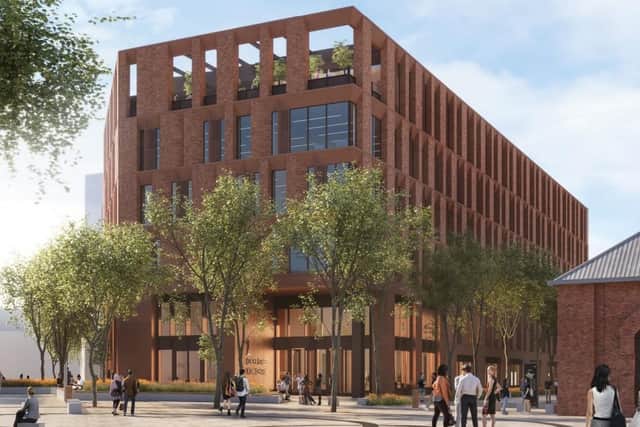 An impression showing how the Government Hub proposed at York Central could look