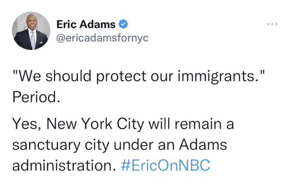 New York City Mayor Eric Adams' Hypocrisy on Sanctuary City Policies