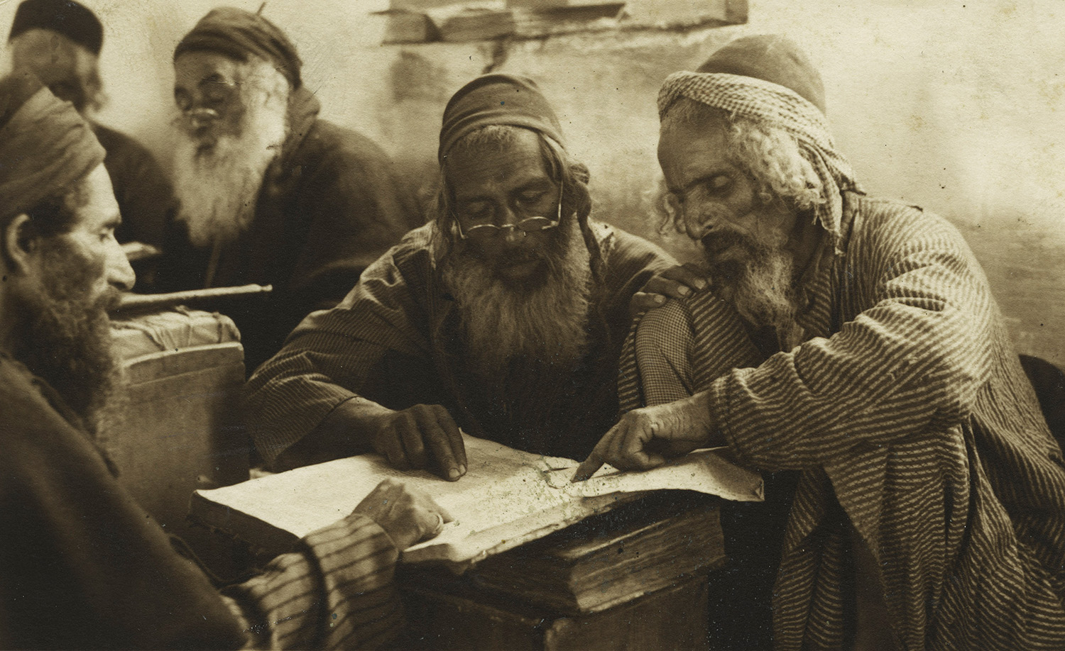 Yemenite Jews studying the Talmud in Jerusalem around 1920. History & Art Images via Getty Images