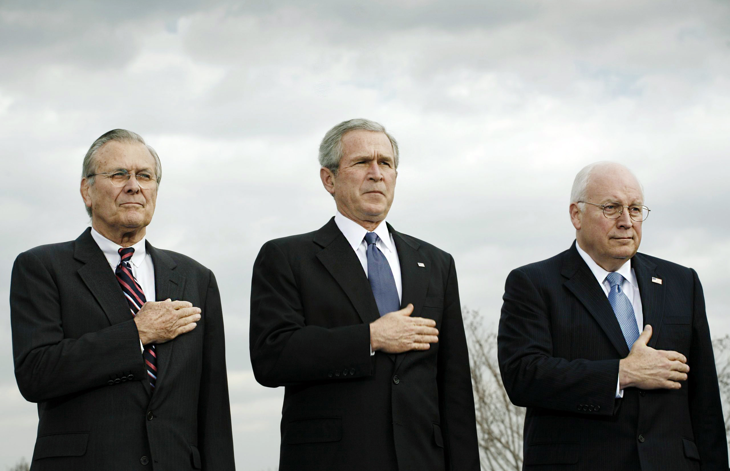 Donald Rumsfeld, George W. Bush and Dick Cheney