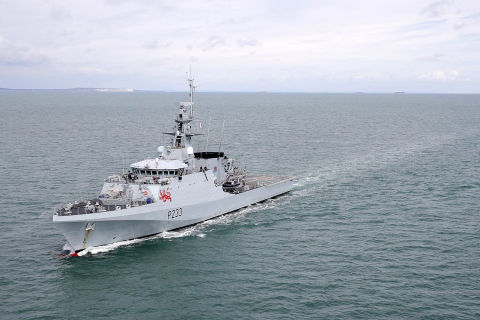 HMS Tamar in the south coast exercise area. Photo credit: Royal Navy