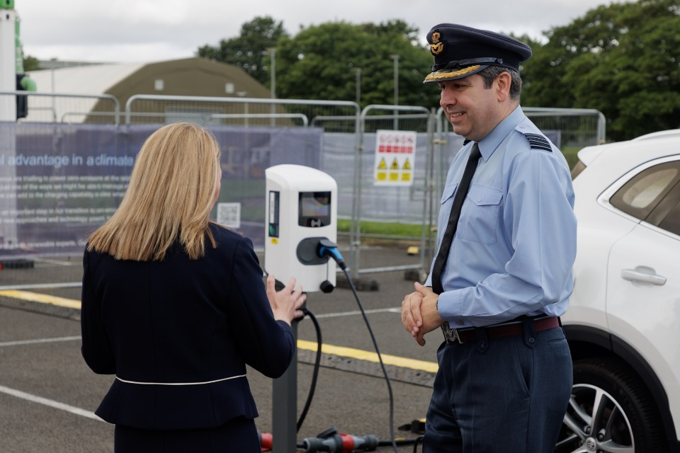 Gp Capt Gareth Prendergast, previous Station Commander for RAF Leeming speaking with GeoPura