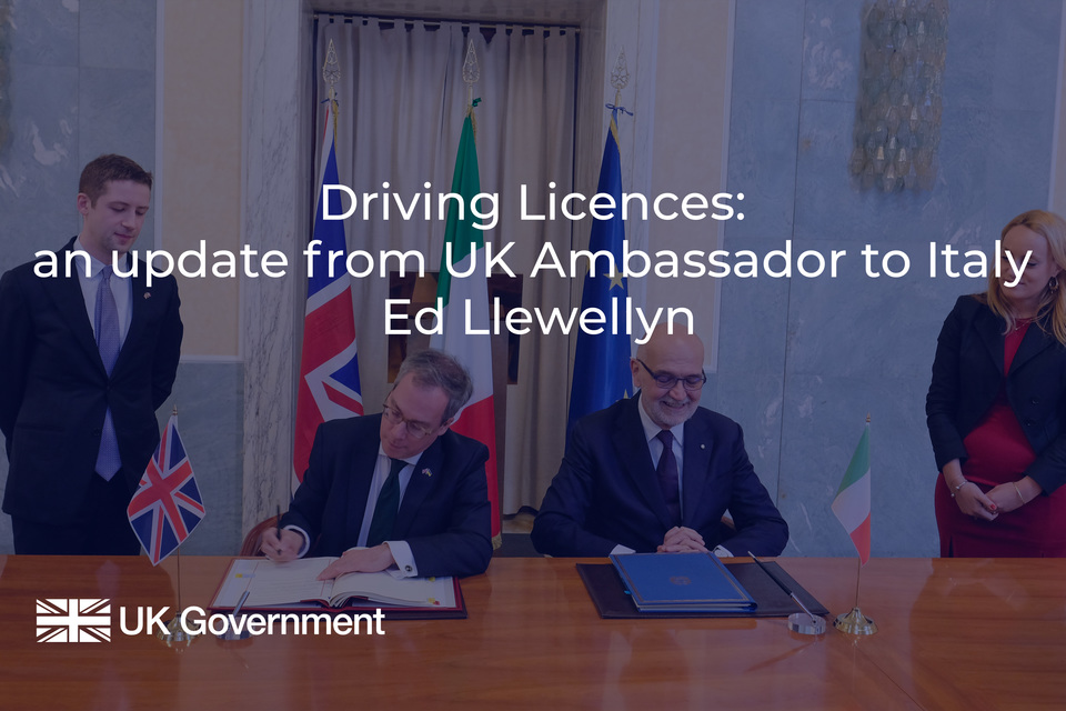 UK-Italy Sign Agreement on Exchange of Driving Licences